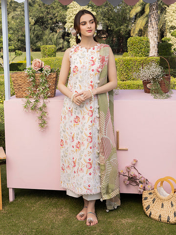 Elowen – Fresh Floral 3-Piece Unstitched Lawn Suit For Women